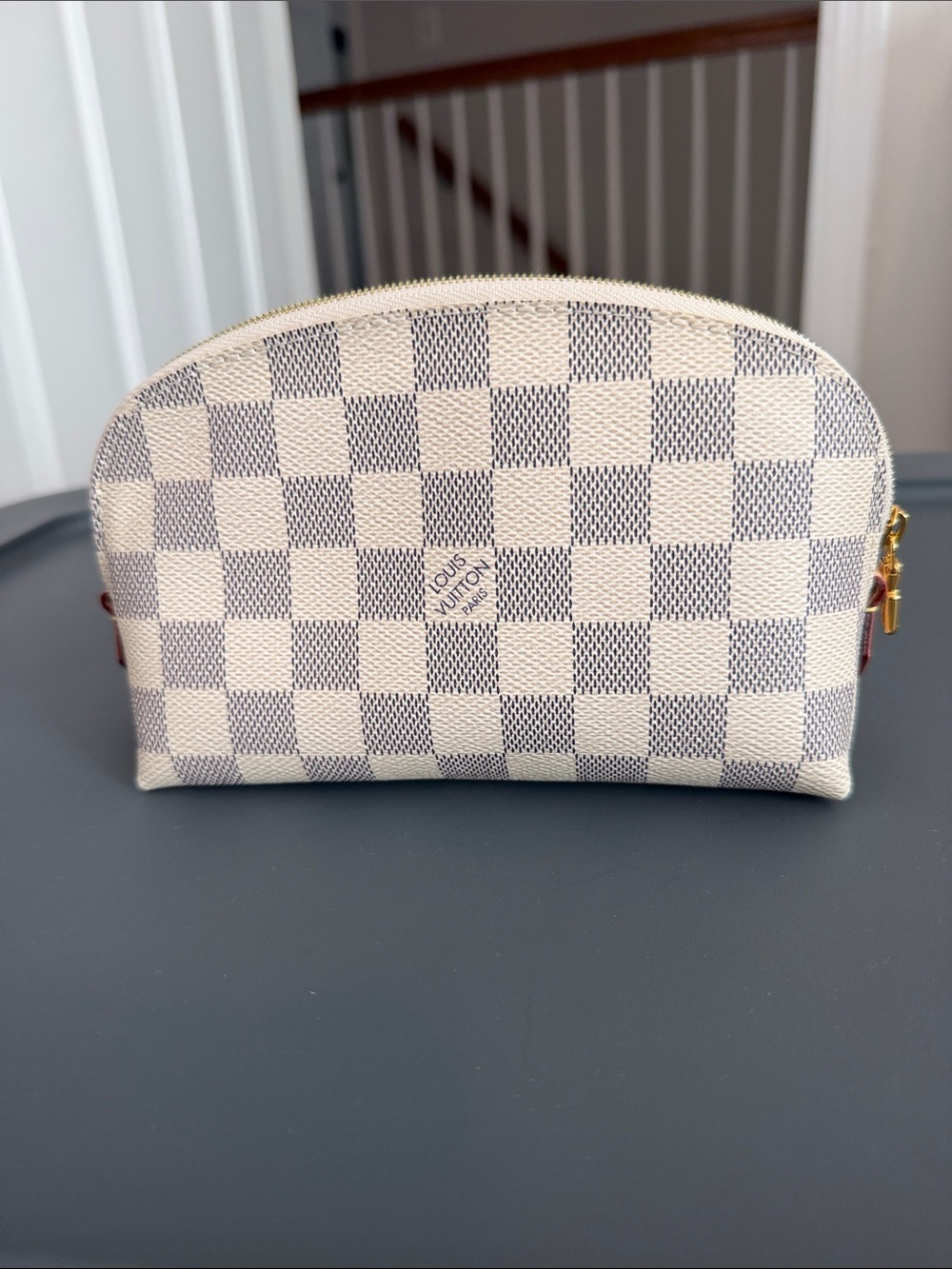 Louis Vuitton Azur Damier Cosmetic Pouch in Cream and Gray